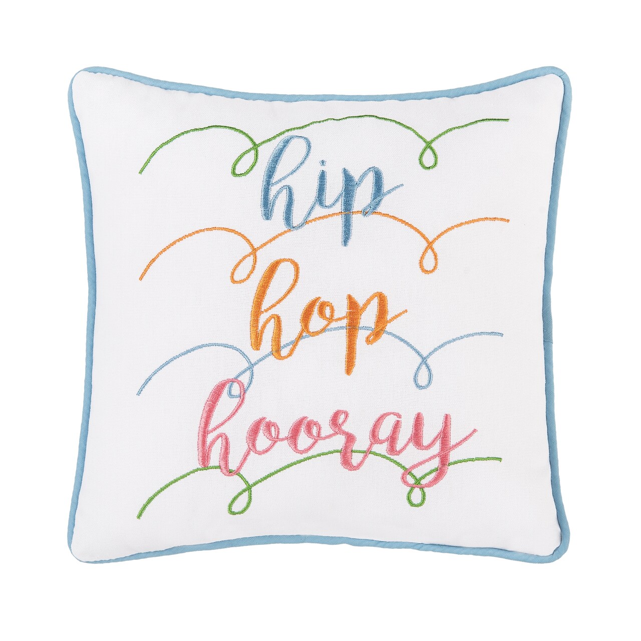 "Hip Hop Hooray" Easter Cotton Blend Mini Accent Pillow 10" x 10"